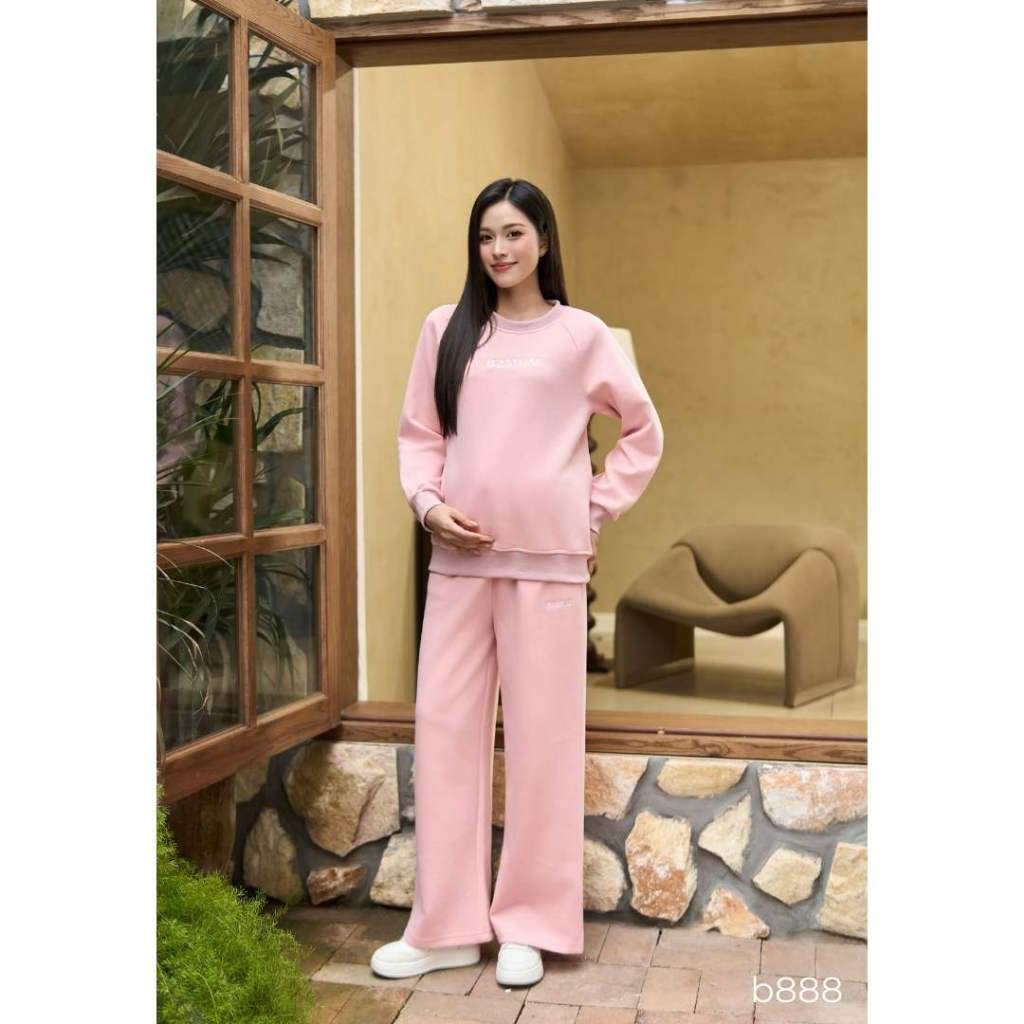 Bộ đồ nỉ dài tay chất dày dặn ấm áp, Mặc được khi bầu và không bầu, màu basic trẻ trung B888 B2MUM