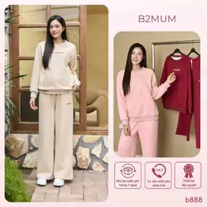 Bộ đồ nỉ dài tay chất dày dặn ấm áp, Mặc được khi bầu và không bầu, màu basic trẻ trung B888 B2MUM
