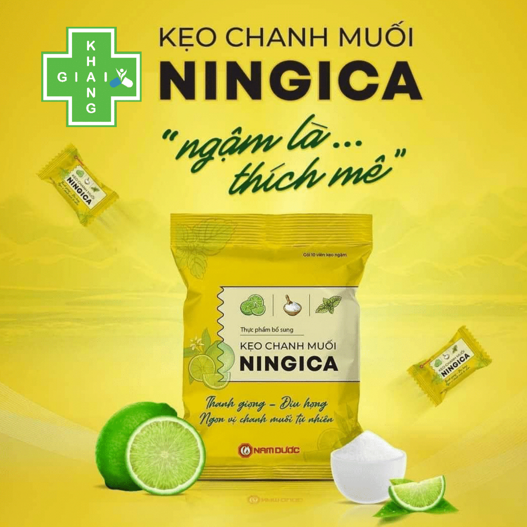 Kẹo chanh muối Ningica giúp thanh họng, giảm ho (Gói 10 viên)