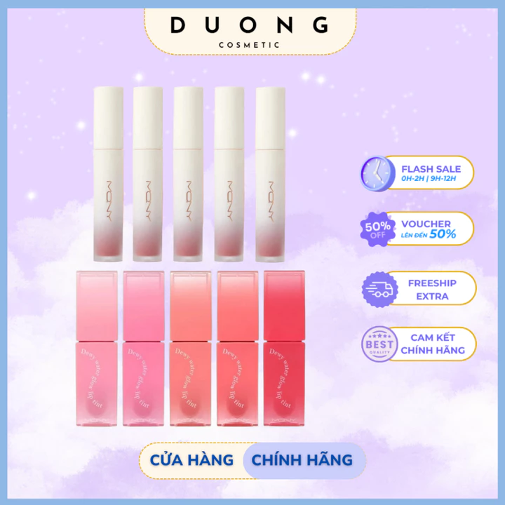 Son MQNY Dewy Water Glow Lip Tint và Powder Blur Tint Mịn Lì, Căng Mọng 3.5g