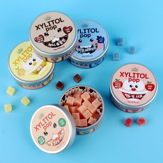 Viên ngậm Xylitol Pop 100% Xylitol Phần Lan hỗ trợ răng miệng vị Nguyên bản/chanh/sữa chua/dâu/xoài hộp Hàn Quốc
