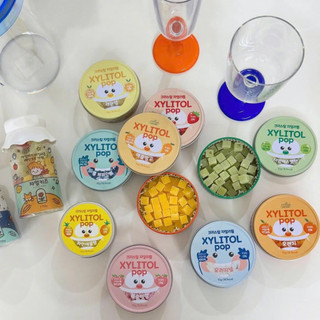 Viên ngậm Xylitol Pop 100% Xylitol Phần Lan hỗ trợ răng miệng vị Nguyên bản/chanh/sữa chua/dâu/xoài hộp Hàn Quốc
