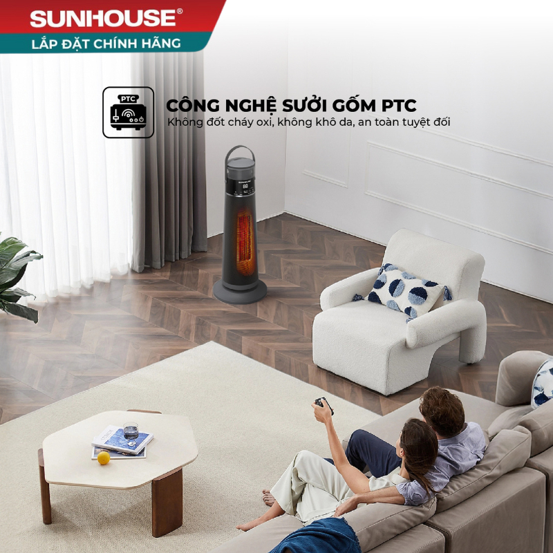 Sưởi điện Ceramic Sunhouse SHD7061 - Linh hoạt 2 chế độ - Tích hợp chế độ quay - Công nghệ sưởi an toàn