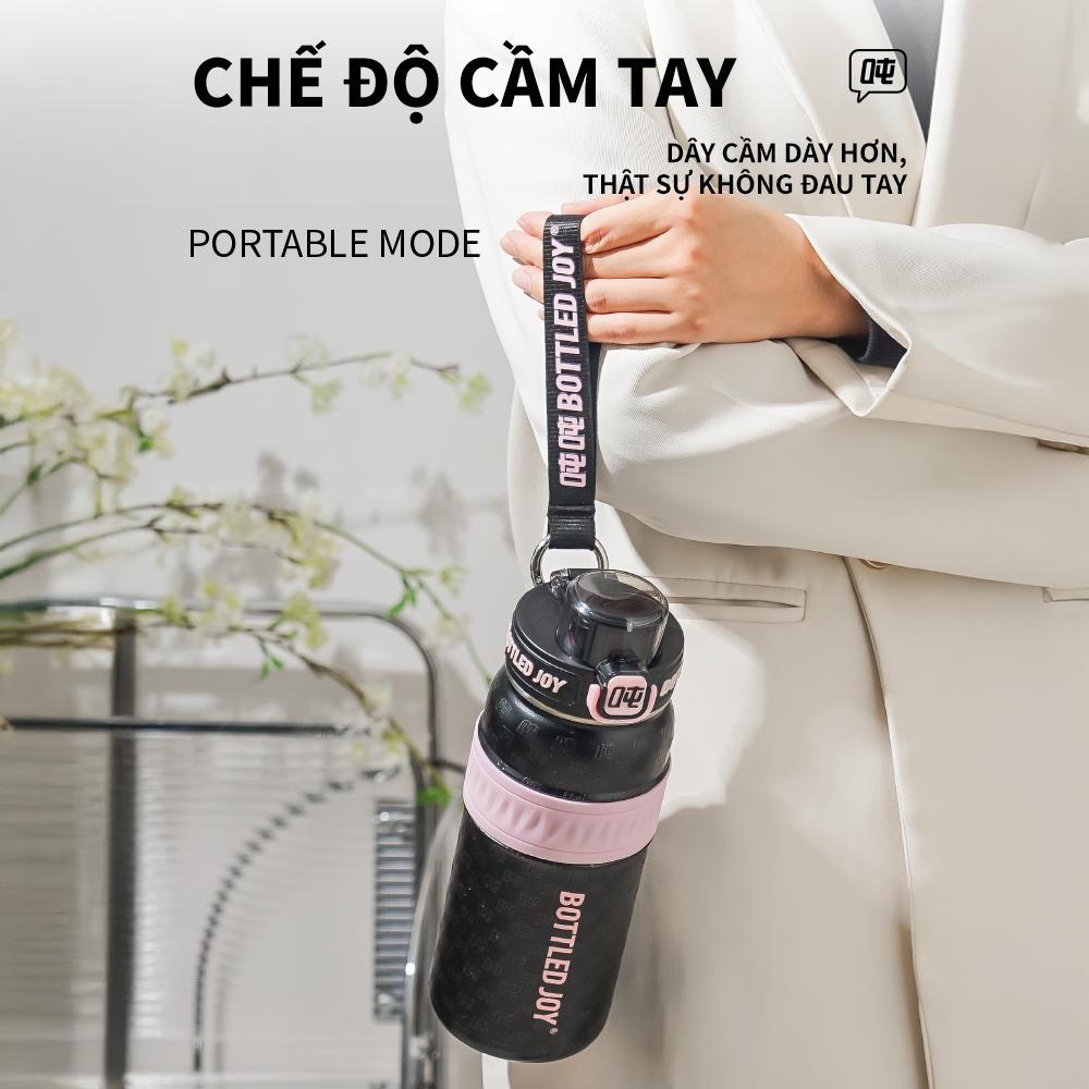 BOTTLEDJOY Bình giữ nhiệt hoa văn cổ điển, có ống hút, dung tích lớn, chống rò rỉ, thích hợp văn phòng, ô tô, ngoài trời