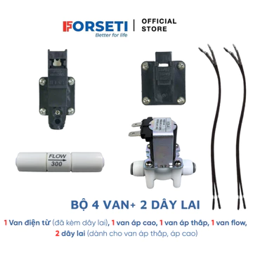 Combo 4 van kèm 2 dây lai: van áp cao, van áp thấp, van flow, van điện từ cho máy lọc nước RO