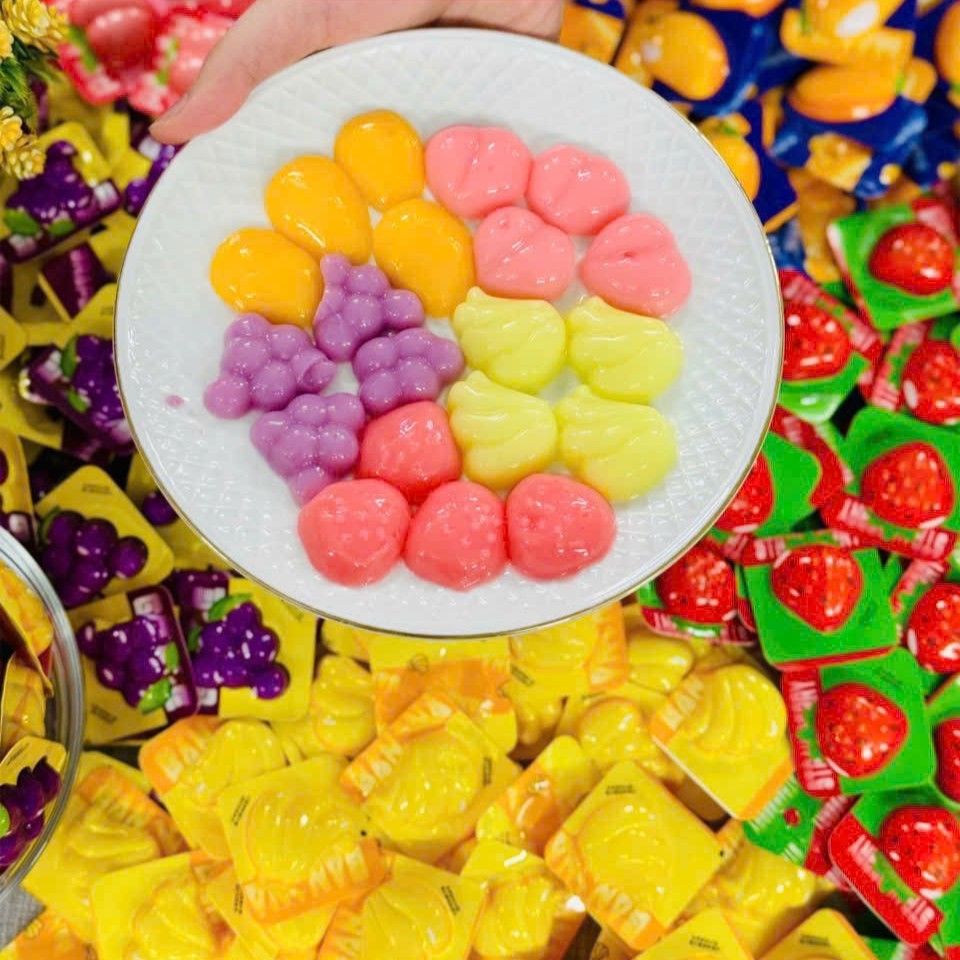 [500G - 1KG] Thạch Sữa Chua Ngũ Quả Thạch Trái Cây Mềm Dẻo Ăn Vặt Mát Lạnh Mix 5 Vị Trái Cây