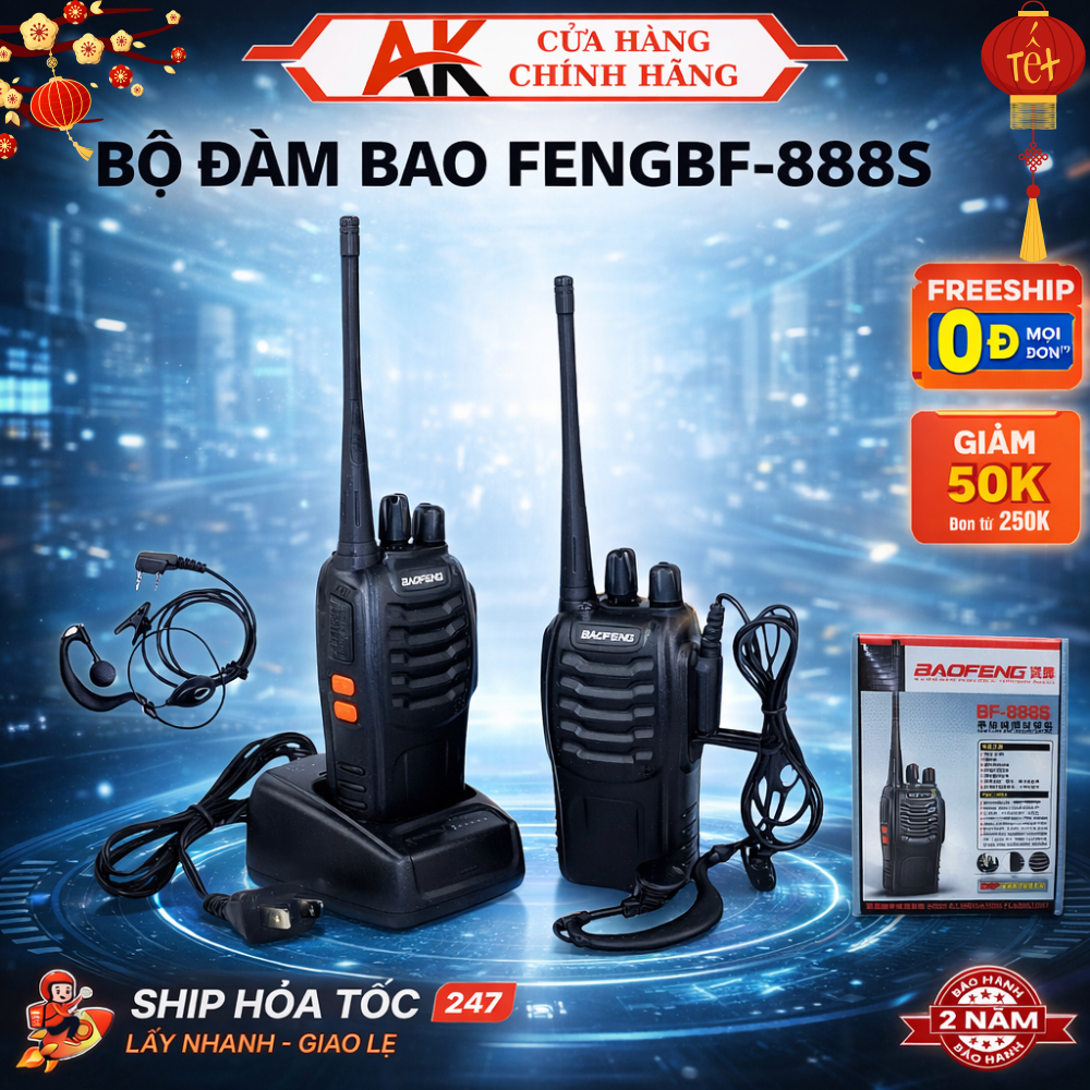 Bộ Đàm Baofeng BF-888S Chính Hãng Khoảng Cách Từ 3Km Đến 5Km, Gồm 16 Kênh, Chất Lượng Âm Thanh Chuẩn