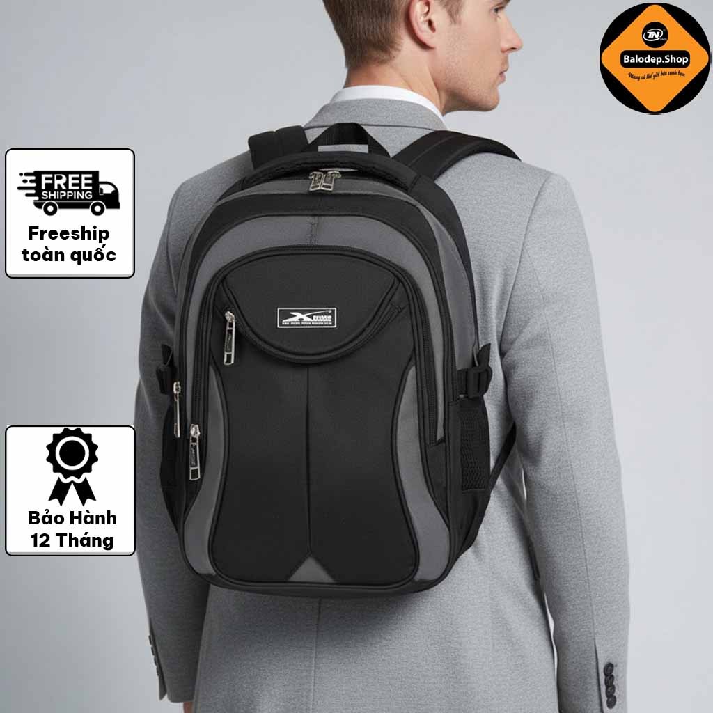 Balo Laptop Nam Nữ XBags Xb 2002 Chống Thấm Đen Phối Xám Cao Cấp Thời Trang Cá Tính Sành Điệu – XB 2002!