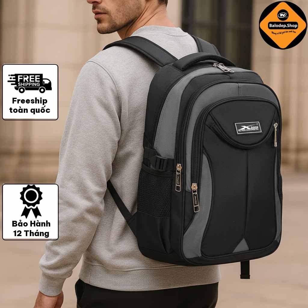 Balo Laptop Nam Nữ XBags Xb 2002 Chống Thấm Đen Phối Xám Cao Cấp Thời Trang Cá Tính Sành Điệu – XB 2002!