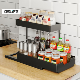 Gslife Kệ Bếp 2 Tầng Ray Trượt Thông Minh - Đựng Gia Vị Đa Năng,  Chịu Lực Tốt, Tiết Kiệm Không Gian