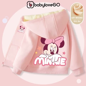 Áo khoác nỉ lót lông dày ấm cho bé gái BabyloveGO, áo khoác nỉ mùa đông có khoác kéo và mũ trùm rộng cho bé
