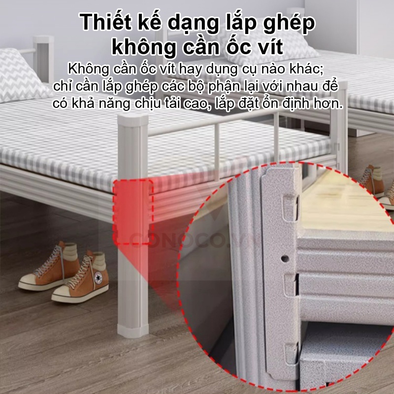 Giường Ngủ Sắt  Hiện Đại Giường Đơn Decor Phòng Trọ 90cm Khung Chắc Chắn Tải Trọng 500KG Giá Tốt