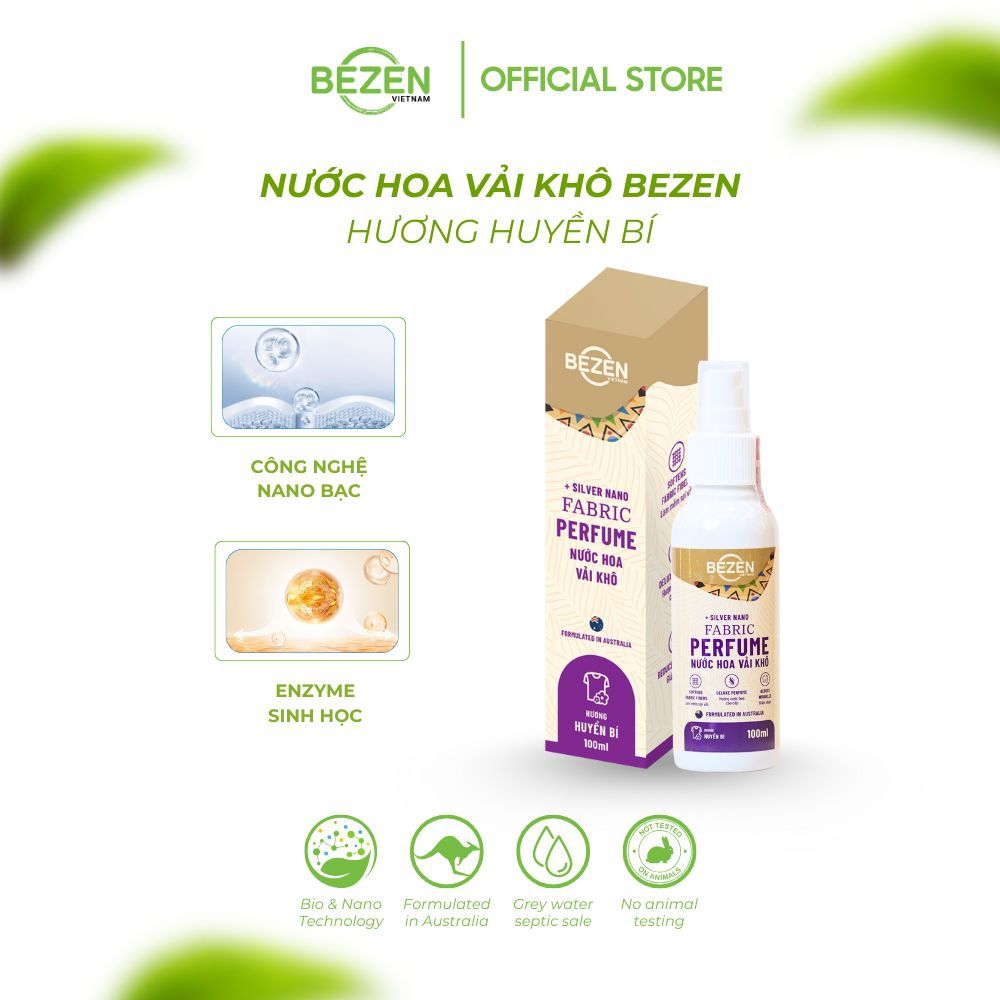 Xịt Thơm Quần Áo Xả Vải Khô Bezen 100ml Tinh Dầu Thơm  Lưu Hương Làm Mềm Vải Khử Mùi Hôi Ẩm Mốc