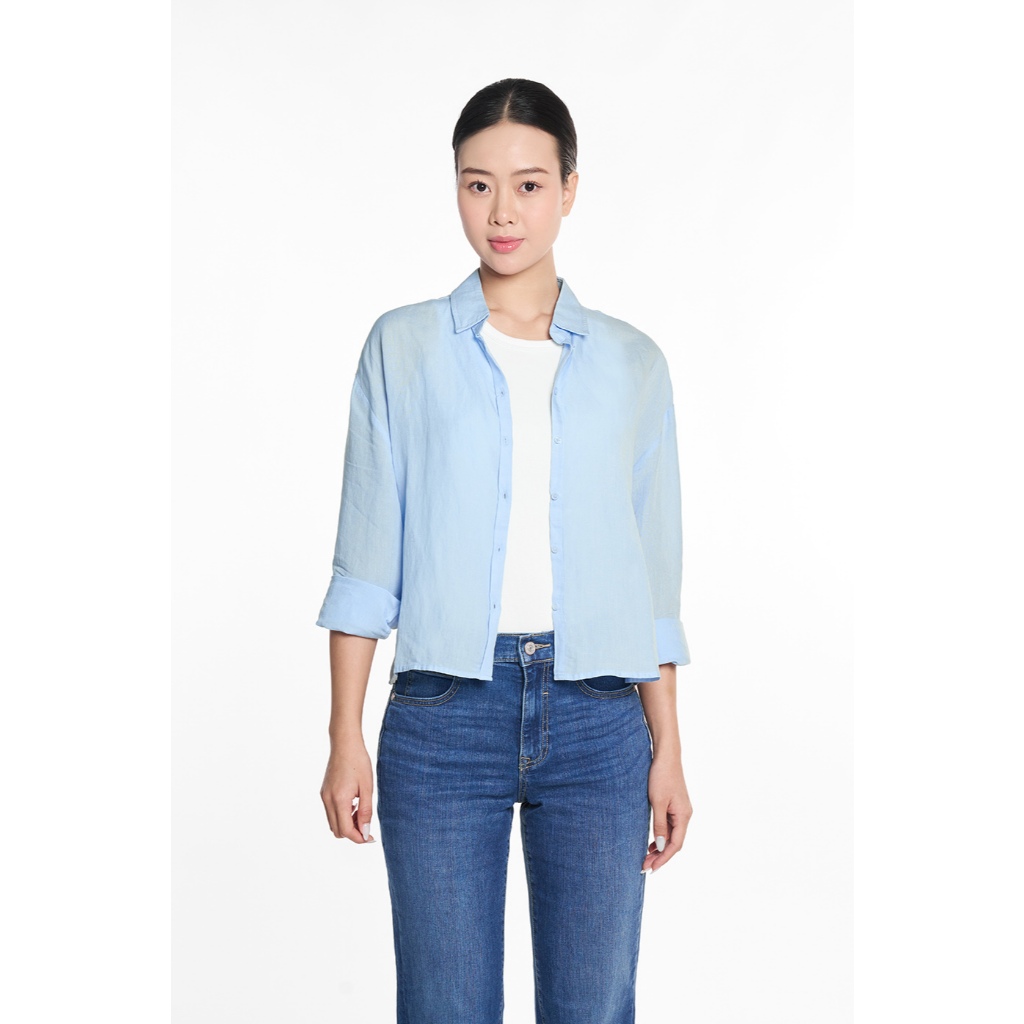Áo Sơ Mi Nữ Chất Linen Màu Pastel Năng Động Trẻ Trung NINOMAXX 2410015