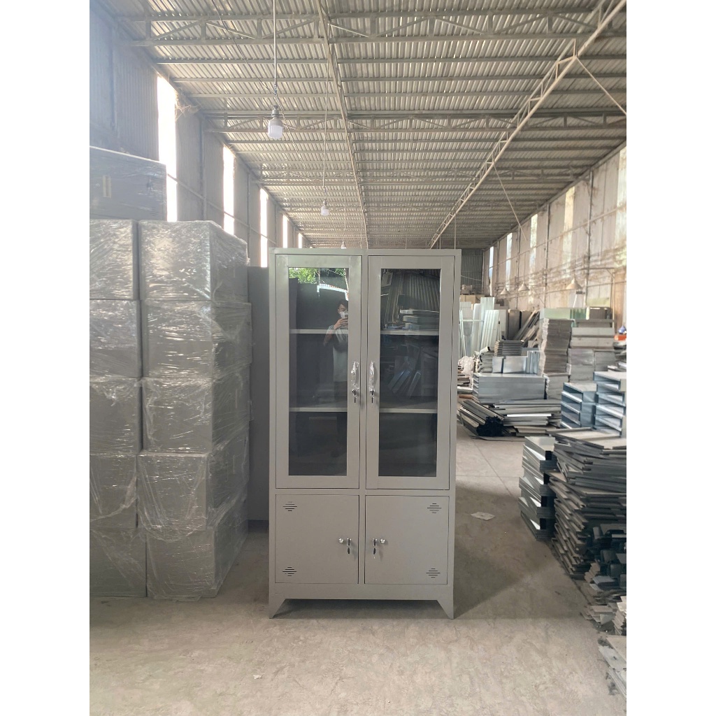 TỦ SẮT HỒ SƠ 4 CÁNH KÍNH MỞ CAO CẤP