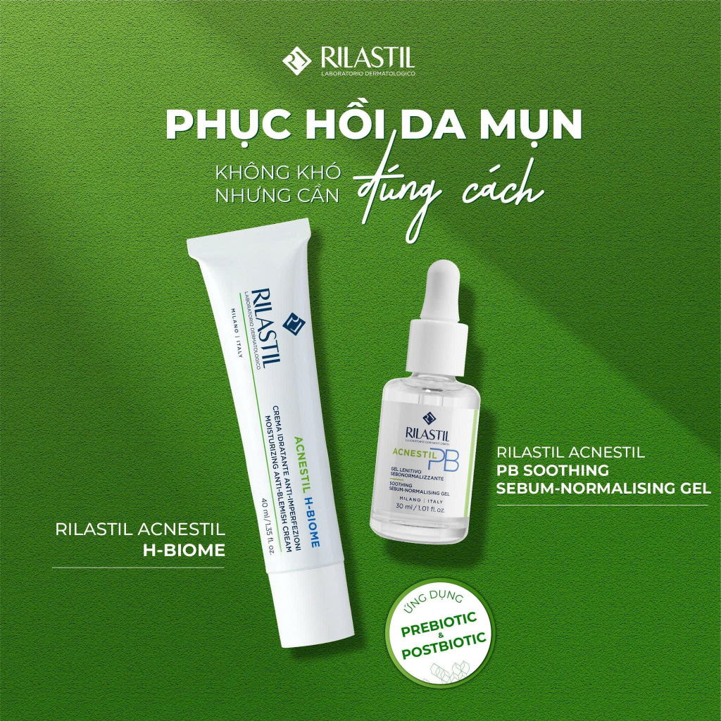 Bộ đôi kem dưỡng phục hồi cho da mụn Rilastil Acnestil - Phương An House