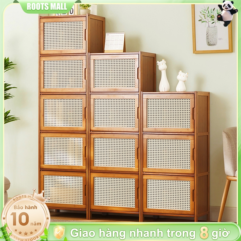 Tủ Trang Trí Kệ Sách Tre Đa Năng Để Phòng Khách Đựng Đồ Linh Tinh Gỗ Lắp Ghép 2/3/5/6Tầng