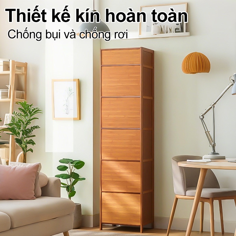 Tủ Trang Trí Kệ Sách Tre Đa Năng Để Phòng Khách Đựng Đồ Linh Tinh Gỗ Lắp Ghép 2/3/5/6Tầng