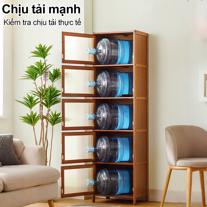 Tủ Trang Trí Kệ Sách Tre Đa Năng Để Phòng Khách Đựng Đồ Linh Tinh Gỗ Lắp Ghép 2/3/5/6Tầng