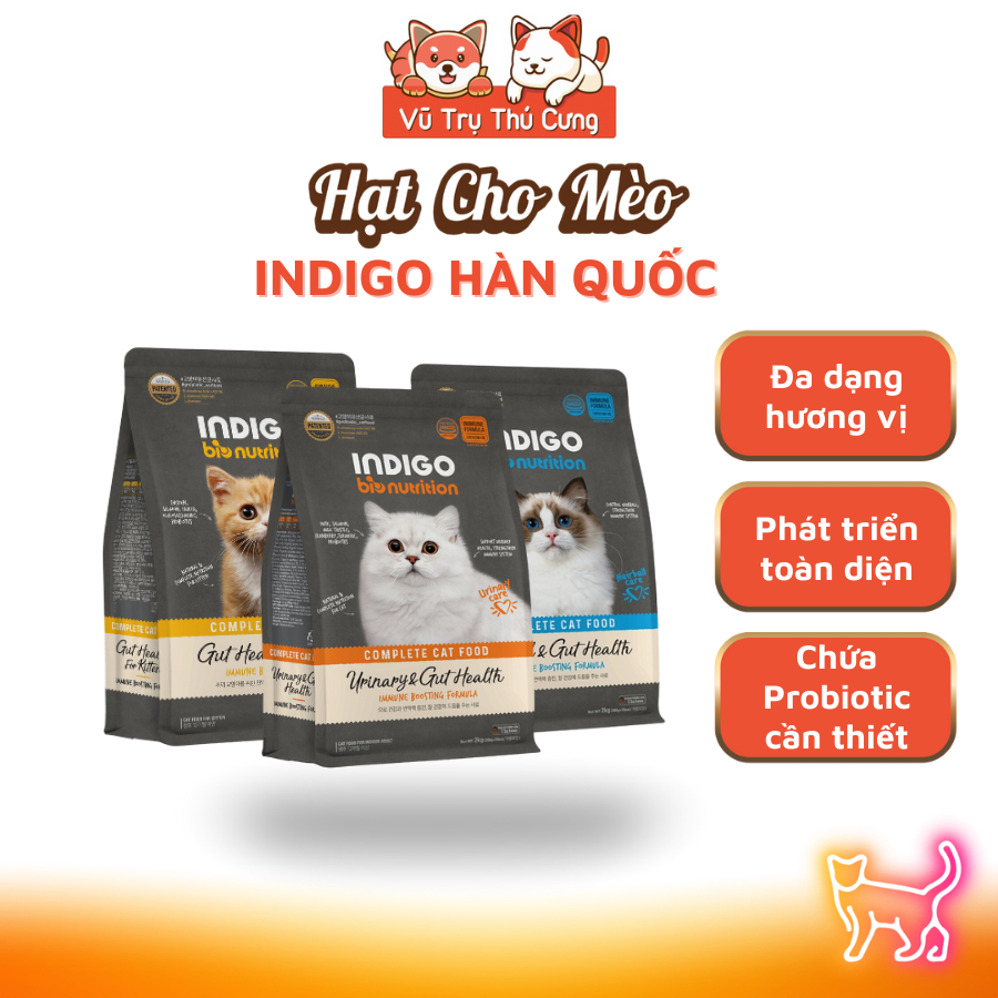 (200g) Hạt Cho Mèo Indigo Hàn Quốc Tốt Cho Tiêu Hóa, Bổ Sung Rau Củ