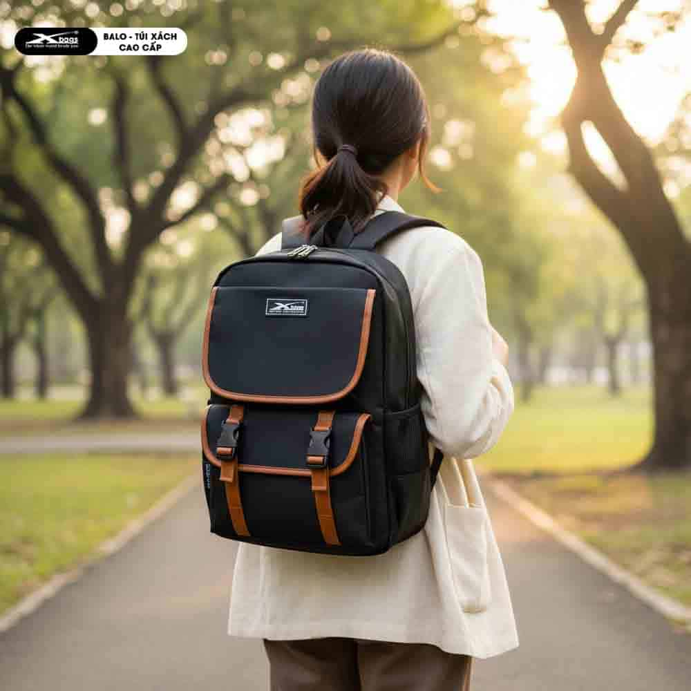 Balo Học Sinh Đẹp Cao Cấp Xbags Clever XB3105 Màu Đen - Chống Nước, Cá Tính, Đựng Laptop 15.6 Inch!