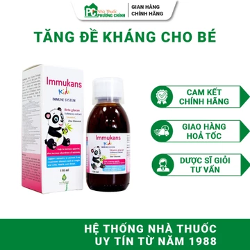 Siro Tăng Đề Kháng Cho Bé Erbex Immukans Hỗ Trợ Bé Ăn Ngon, Giảm Nguy Cơ Viêm Đường Hô Hấp 150ml
