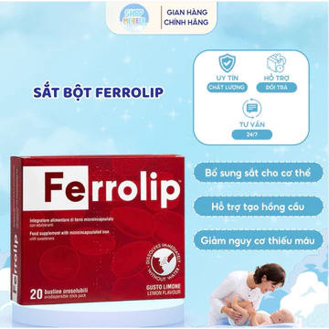 Sắt Bột FERROLIP Bổ Sung Sắt Hữu Cơ Không Táo Bón Không Tanh Vị Chanh Cho Bà Bầu Và Người Thiếu Sắt..