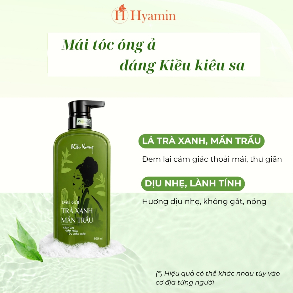 Bộ Dầu Gội Xả Sạch Gàu Kiều Nương, hương trà xanh, mần trầu dưỡng tóc, giảm ngứa, chắc khỏe