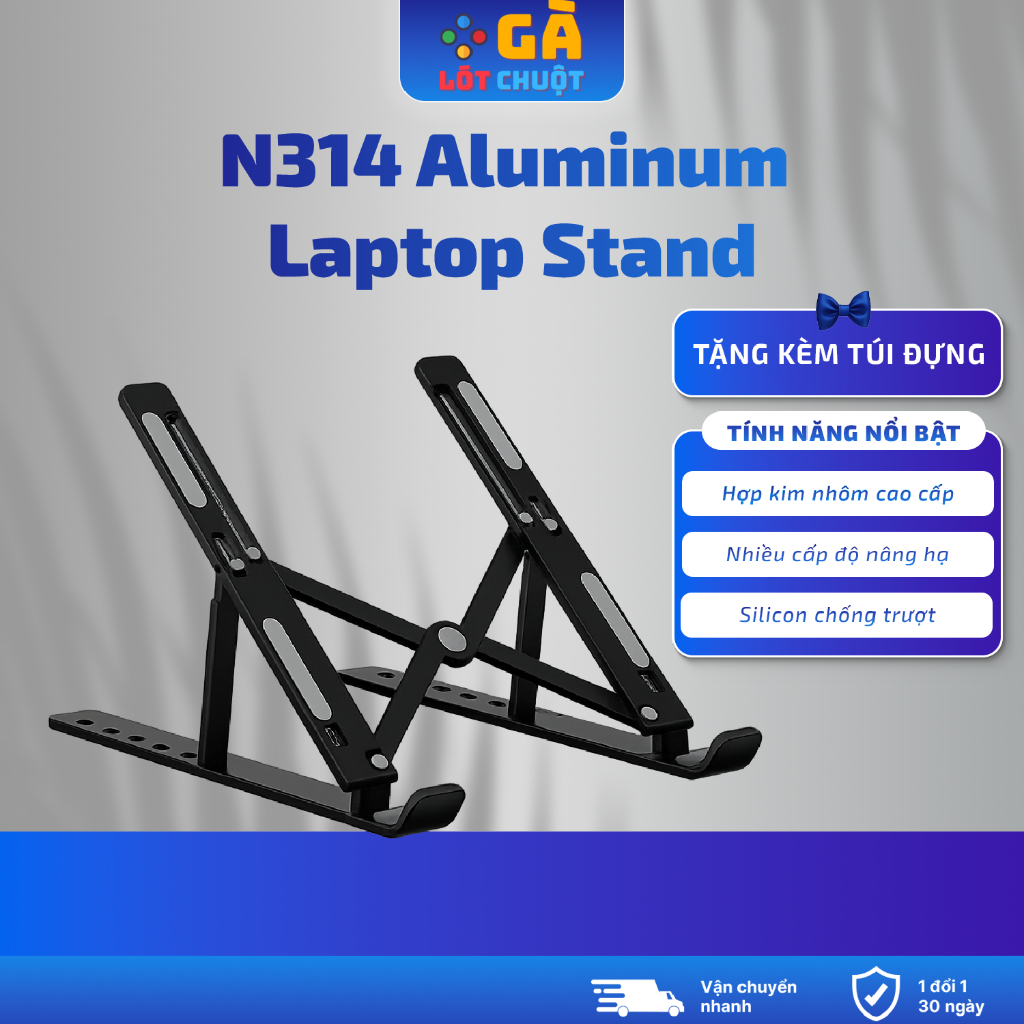 Giá đỡ laptop 14/15/16/17 inch bằng hợp kim nhôm gấp gọn, điều chỉnh nhiều cấp độ phù hợp cho Laptop