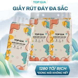 COMBO 4, 6, 8 Bịch Giấy Rút Đáy Top Gia Đa Sắc 1280 tờ 4 Lớp Dày Dặn Thấm Hút Tốt Không Huỳnh Quang