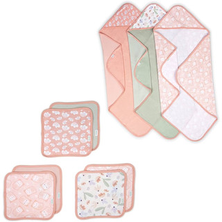 Bộ Khăn Tắm Cho Bé Ingenuity Clean & Cuddly Cotton Mềm Mại – Khăn Choàng Có Mũ Sơ Sinh