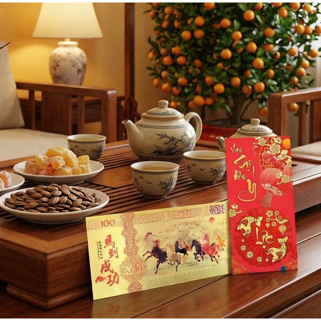 Combo Bao Lì Xì Tết, Phong Bao Lì Xì In Hình Bát Mã Truy Phong Tặng Kèm Bao Xì Đỏ Sang Trọng.