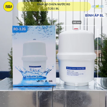 Bình áp máy lọc nước RO 3.2G 8L nhựa nguyên sinh – Kèm van – Phụ kiện máy lọc nước