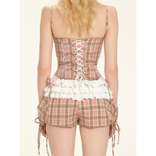 MONÁ - Set đồ nữ caro Áo Corset 2 dây cúp ngực Quần ngắn dáng bí - LILY