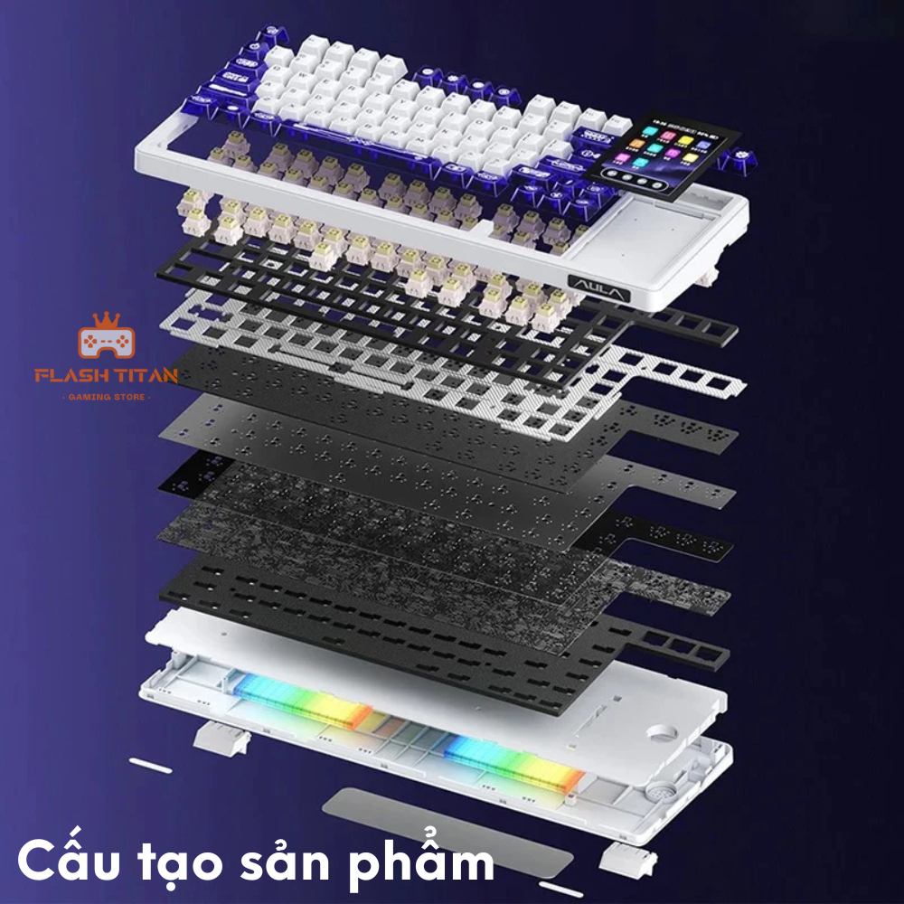 Bàn phím Cơ Không Dây Bluetooth AULA L99 Cao Cấp, Có 3 chế độ kết nối - Màn LED Cảm Ứng Hiện Đại - Bảo hành 12 tháng | BigBuy360 - bigbuy360.vn