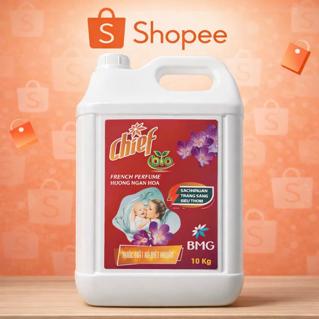 NƯỚC GIẶT XẢ CHIEF BIO 10KG HƯƠNG NƯỚC HOA