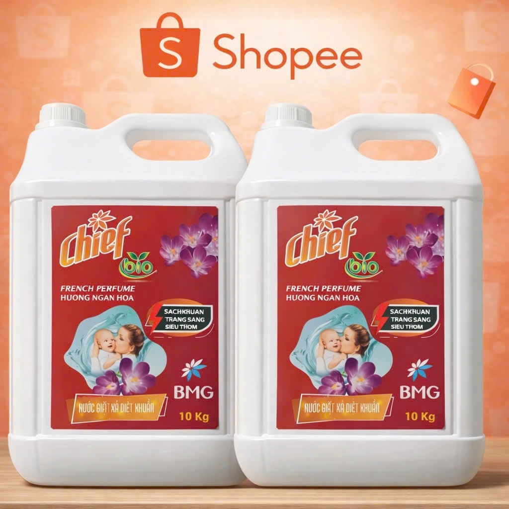 NƯỚC GIẶT XẢ CHIEF BIO 10KG HƯƠNG NƯỚC HOA