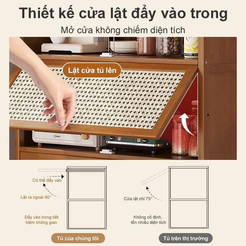 Tủ Bếp Kệ  Tủ Bếp Gỗ Đa Năng  Để Lò Vi Sóng 172cm Bảo Hành 10 Năm Phòng Khách Gỗ Tự Nhiên Có Ngăn