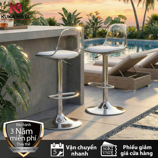 KUKA Ghế Bar Ngoài Trời Sân Vườn Trong Suốt Acrylic Xoay 360 Độ Nâng Hạ Bền Bỉ Sang Trọng Cao Cấp