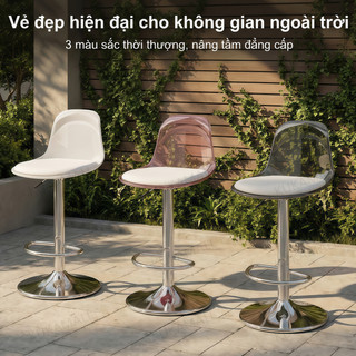 KUKA Ghế Bar Ngoài Trời Sân Vườn Trong Suốt Acrylic Xoay 360 Độ Nâng Hạ Bền Bỉ Sang Trọng Cao Cấp