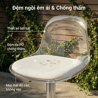 KUKA Ghế Bar Ngoài Trời Sân Vườn Trong Suốt Acrylic Xoay 360 Độ Nâng Hạ Bền Bỉ Sang Trọng Cao Cấp