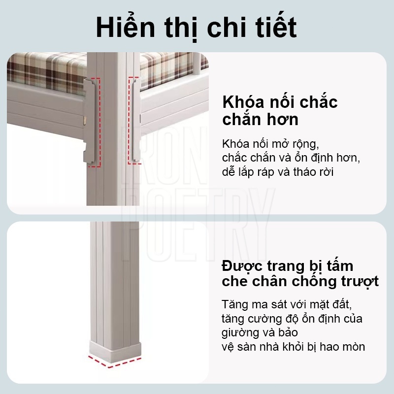 IRON Giường sắt sơn tĩnh điện chắc chắn không rung lắc dễ dàng tháo lắp Cho KTX phòng trọ sinh viên