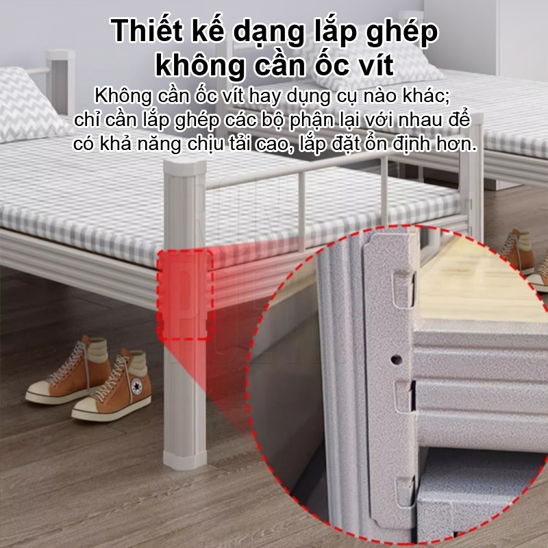 IRON Giường sắt sơn tĩnh điện chắc chắn không rung lắc dễ dàng tháo lắp Cho KTX phòng trọ sinh viên