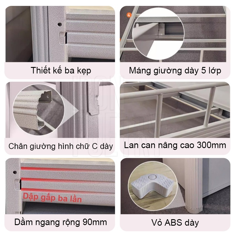 IRON Giường sắt sơn tĩnh điện chắc chắn không rung lắc dễ dàng tháo lắp Cho KTX phòng trọ sinh viên