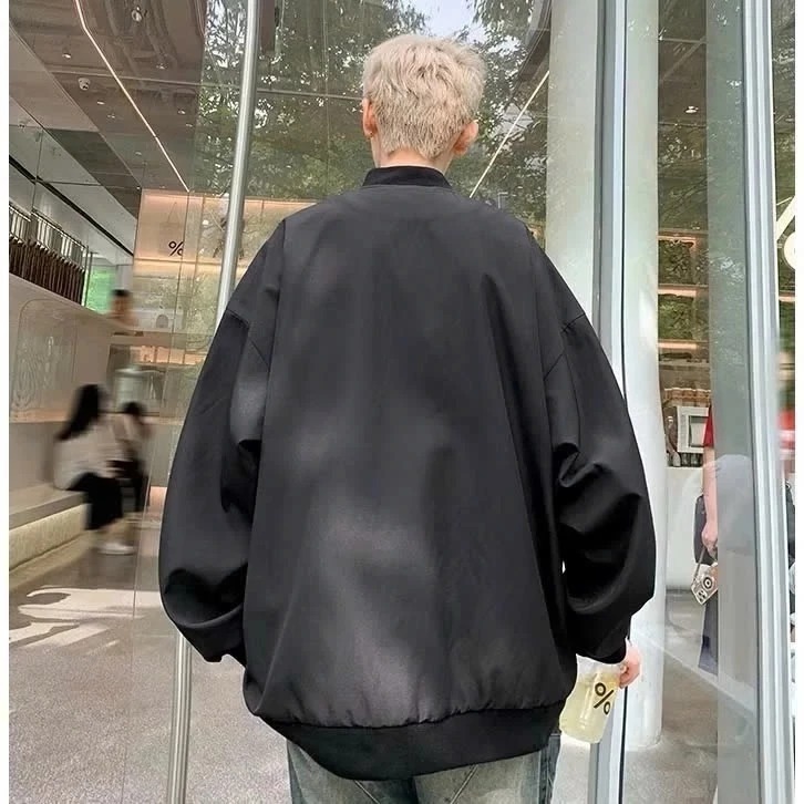 Áo Khoác Bomber Gió 2 Lớp Phối Cúc Bấm Khoá Ngực Đẹp Unisex Nam Nữ Mặc Đi Chơi,Đi Làm Siêu Đẹp