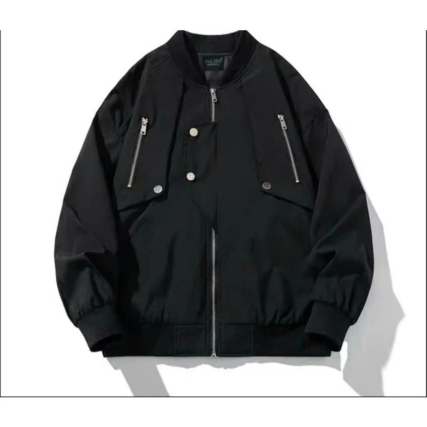 Áo Khoác Bomber Gió 2 Lớp Phối Cúc Bấm Khoá Ngực Đẹp Unisex Nam Nữ Mặc Đi Chơi,Đi Làm Siêu Đẹp