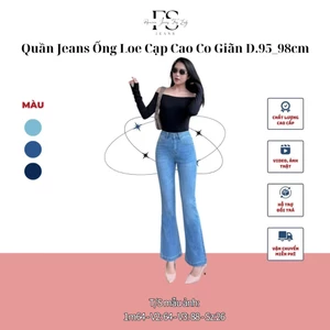 Quần Jean Nữ Ống Loe Cao Cấp JD2022 Cạp Cao Co Giãn D.95-98cm, Ống 23-25cm, Siêu Nét, Hack Dáng