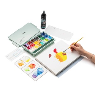 HIMI MIYA - Màu Vẽ Acrylic và Phụ Kiện 24/ 36 Màu ♥ Jelly Acrylic Set Plastic Box  ♥ Có Lẻ Xịt Bảo Quản và Khay Pha Màu