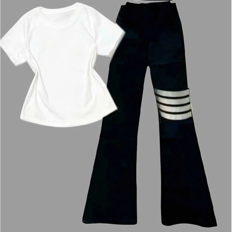 Sét Bộ Áo Babytee Trơn Mặc Đi Chơi Sang Chảnh Mix Quần Ống Loe Ôm Eo Tôn Dáng Basic Siêu Xinh