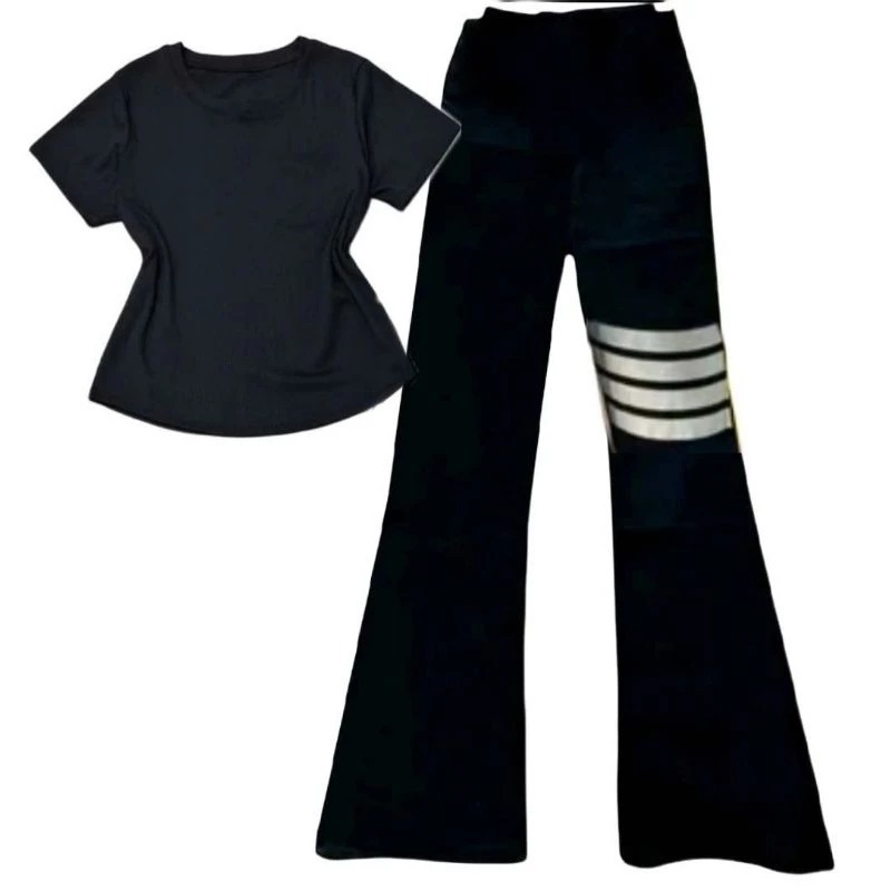 Sét Bộ Áo Babytee Trơn Mặc Đi Chơi Sang Chảnh Mix Quần Ống Loe Ôm Eo Tôn Dáng Basic Siêu Xinh